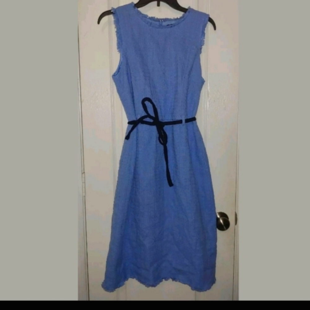 COPY - J Crew SkyBlue Belted Tweed Shealth Work Business Casual Dress SPRING 20…
